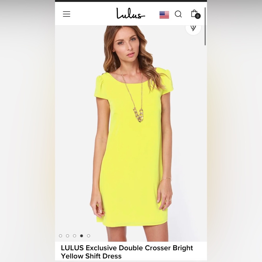 Lulu’s Exclusive Double Crosser Bright
Yellow Shift Dress